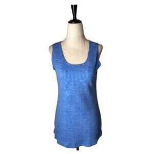 Clara Sunwoo Tank Top Women XS Blue Scoop Neck Ribbed Knit Tank‎ Preppy Luxury